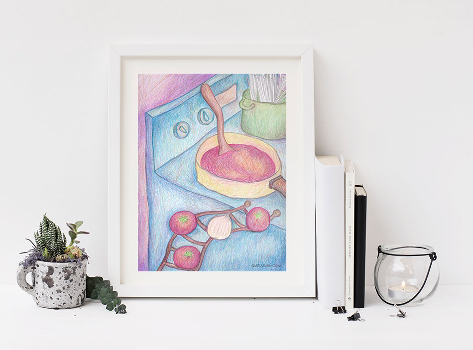 queti azurin colored pencil on paper art print