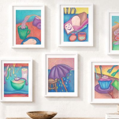 art works pastel crayon on paper art prints on wall